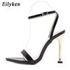Fashion Eilyken Narrow Band Ankle Buckle Strap Green High Heels Sandals Women's Pointed Toe Party Female Shoes Sandalias Mujer