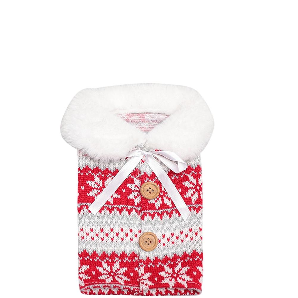 

Knitted Wine Bottle Sleeve with Festive Tree Reindeer Snowflake Designs Decorative Cover for Holiday Table and Home Ambiance