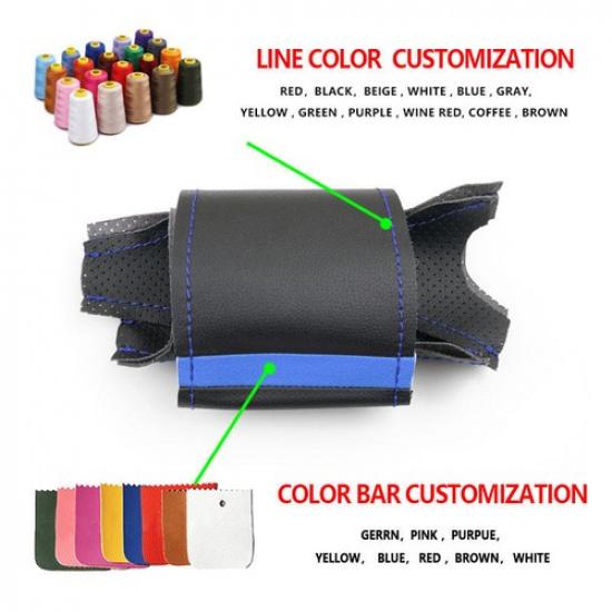 Black-blue Strip Steering Wheel Leather Cover For BMW 5 Series E39 1995-2003