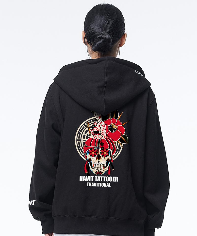 Artistwear [Atw X Havit] Joseon Skull Zip-Up Hoodie_Bk