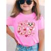European sizes Summer Short Sleeve Girls' T-Shirt with Heart & Winged 6/7 Number Print - Cute Round Neck Blouse for - Casual Top