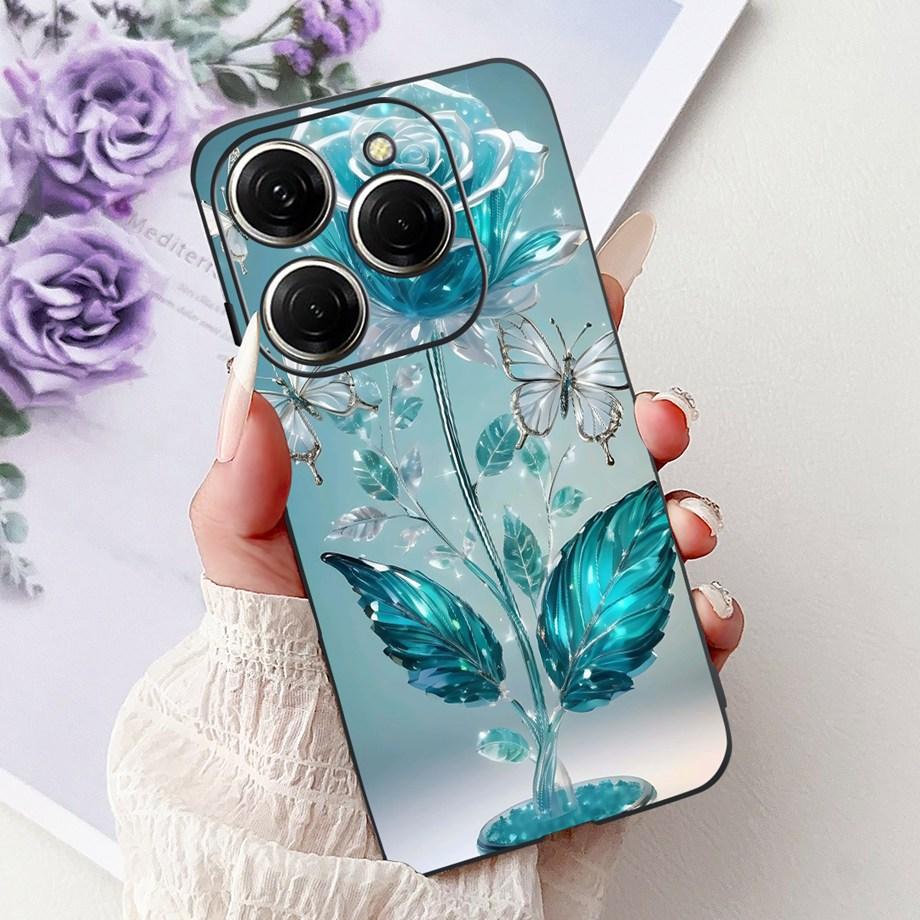 Luxury Matte Silicone Soft Case For Tecno Spark 20 20Pro 20 Pro+ 4G 5G Spark 20C KJ7 KJ6 KJ5 BG7 Capa Flower Loving Heart Cover