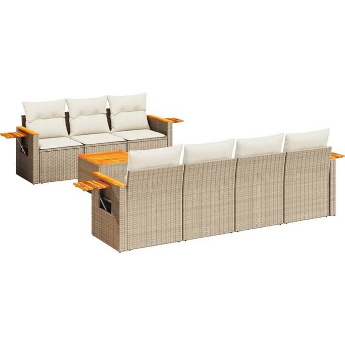 VidaXL Garden Lounge Set with Cushions 8 Pcs, Patio Sofas, Patio Furniture Set, Outdoor Furniture, Beige 3259048