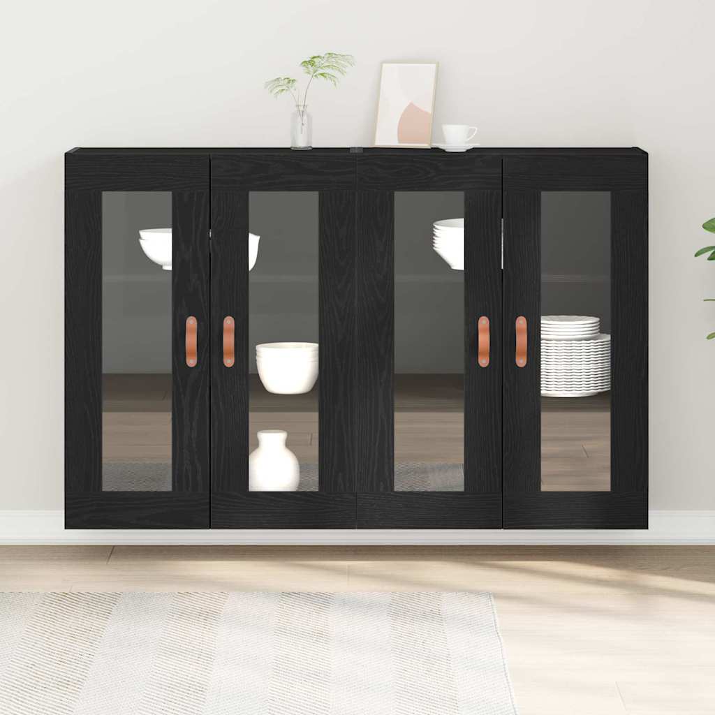 Wall Cabinets 2 Pcs Black Oak Effect 69.5 X 34 X 90 Cm