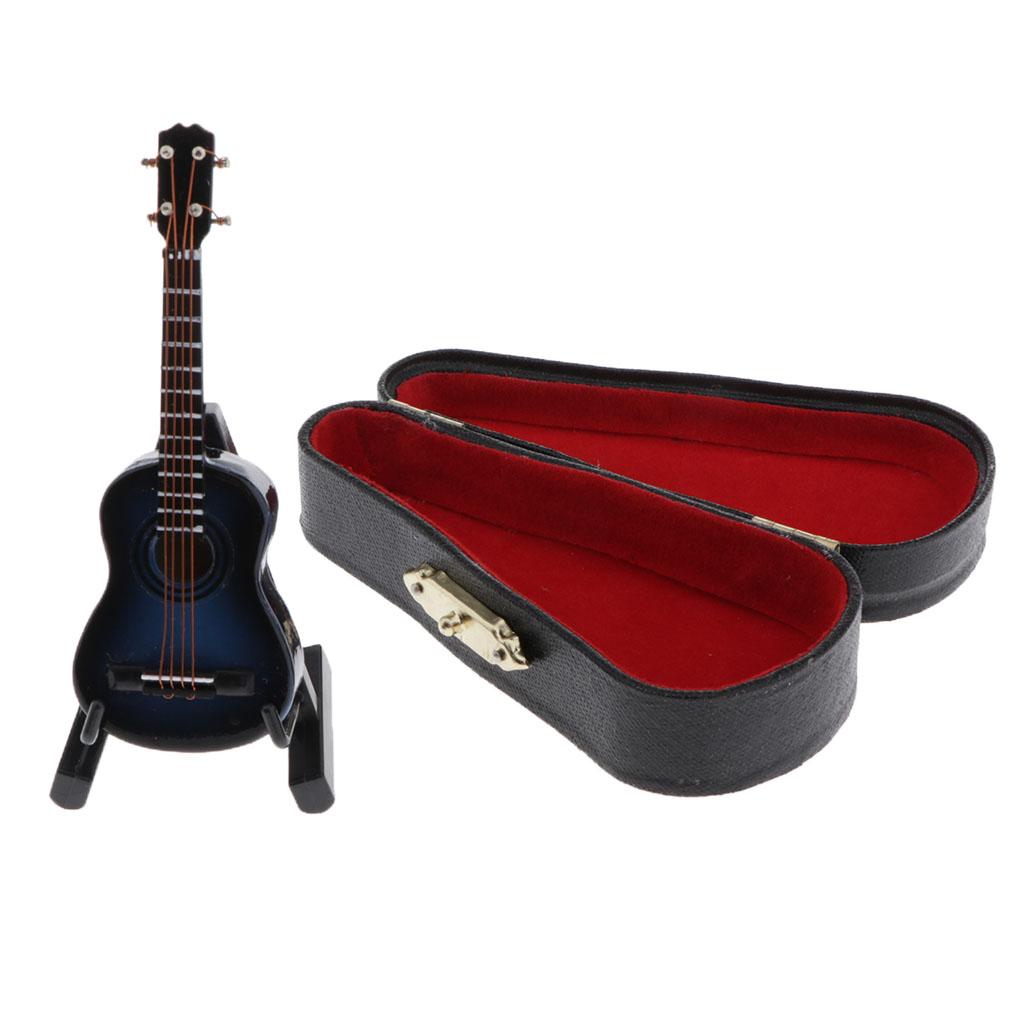 1/12 Wooden Electric Guitar Model with Stand for Action Figures Decor