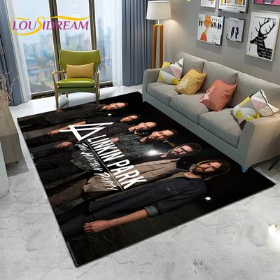 3D Retro Rock Band L-Linkin Park Logo Carpet Rug for Home Living Room Bedroom Sofa Doormat Decor,kid Area Rug Non-slip Floor Mat