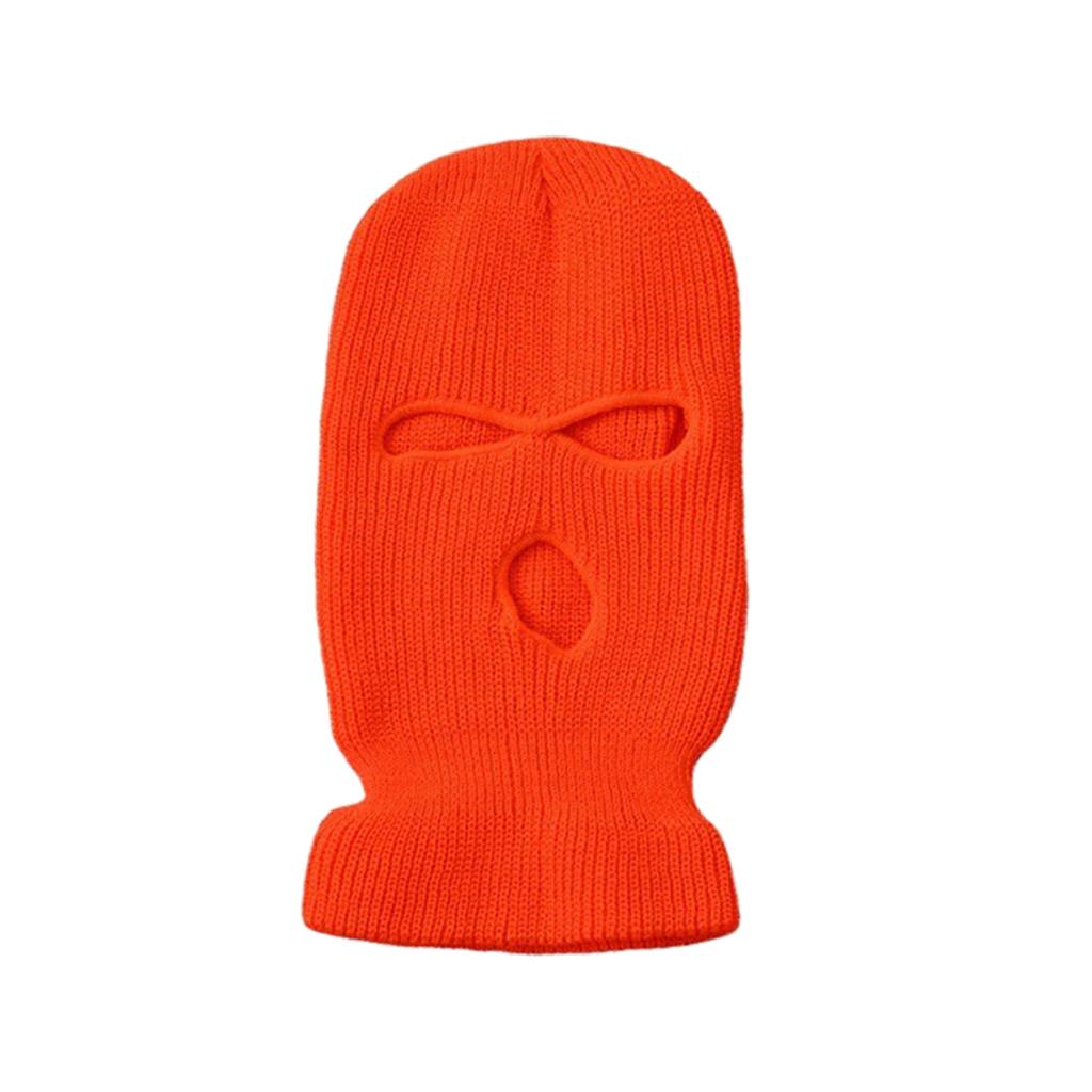 Motorcycle Windproof Full Face Knit Hats Custom SkiMask Men Warm Wool Balaclava Embroidery Winter Hats Knitted 3 Holes Ski Mask