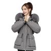 Women Winter Coat Thick Plush Furry Hooded Long Sleeves Pockets Drawstring Waist Zip-up Windproof Mid Length Overcoat Outdoor Outwear