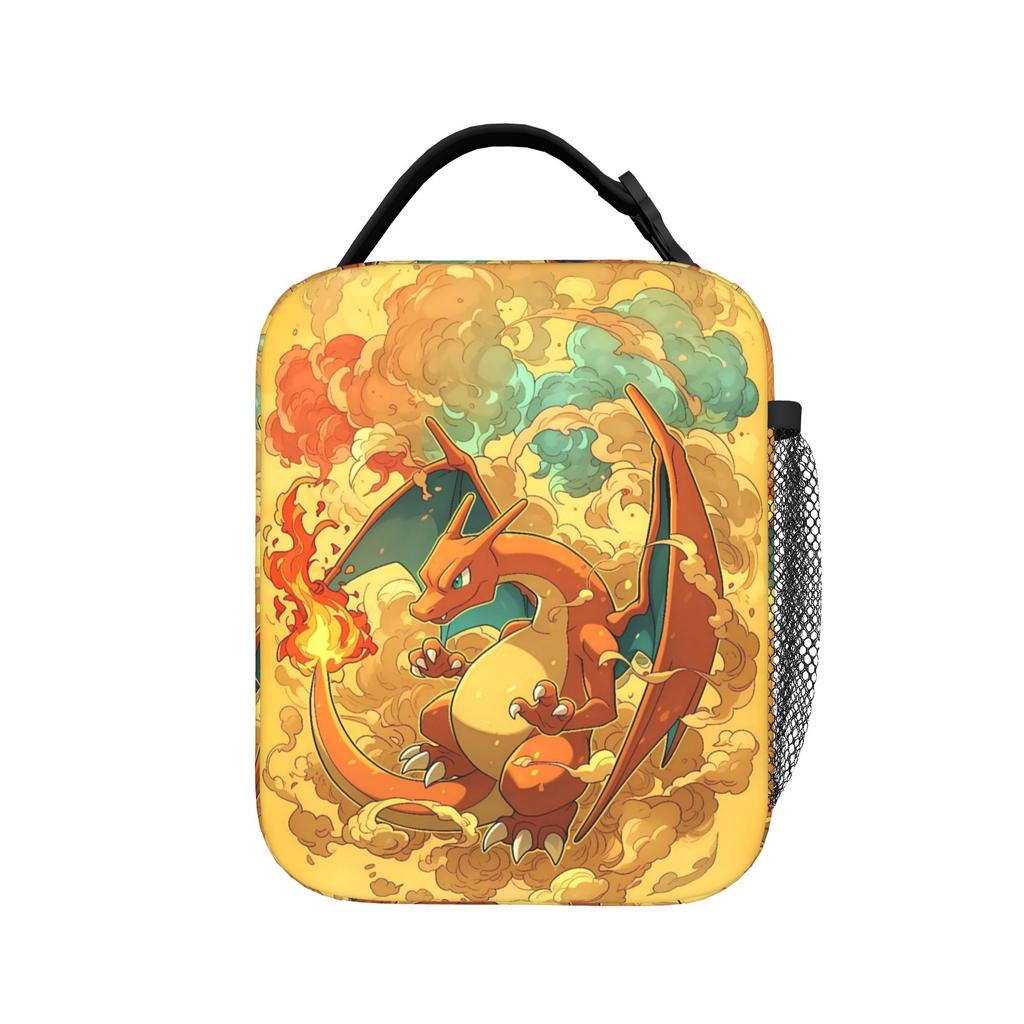 Charizard Simple Face Anime Lunch Bag For Child Print Outdoor Picnic Lunch Box Casual Convenient Oxford Cooler Bag