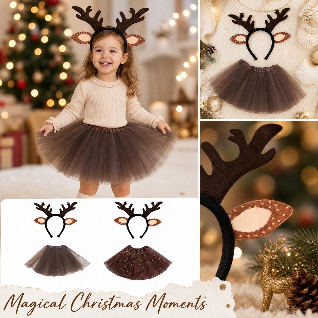 Children's Christmas Headband and Skirt Set for Holiday Costume