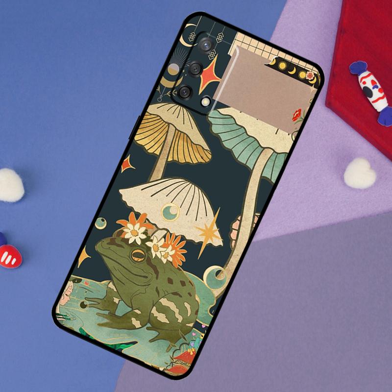 Vintage Retro Frog Mushrooms Case For Oppo A17 A60 A40 A80 A16 A76 A96 A98 A58 A78 A18 A38 A57 A74 A54 A94 A15 A5 A6 Pro