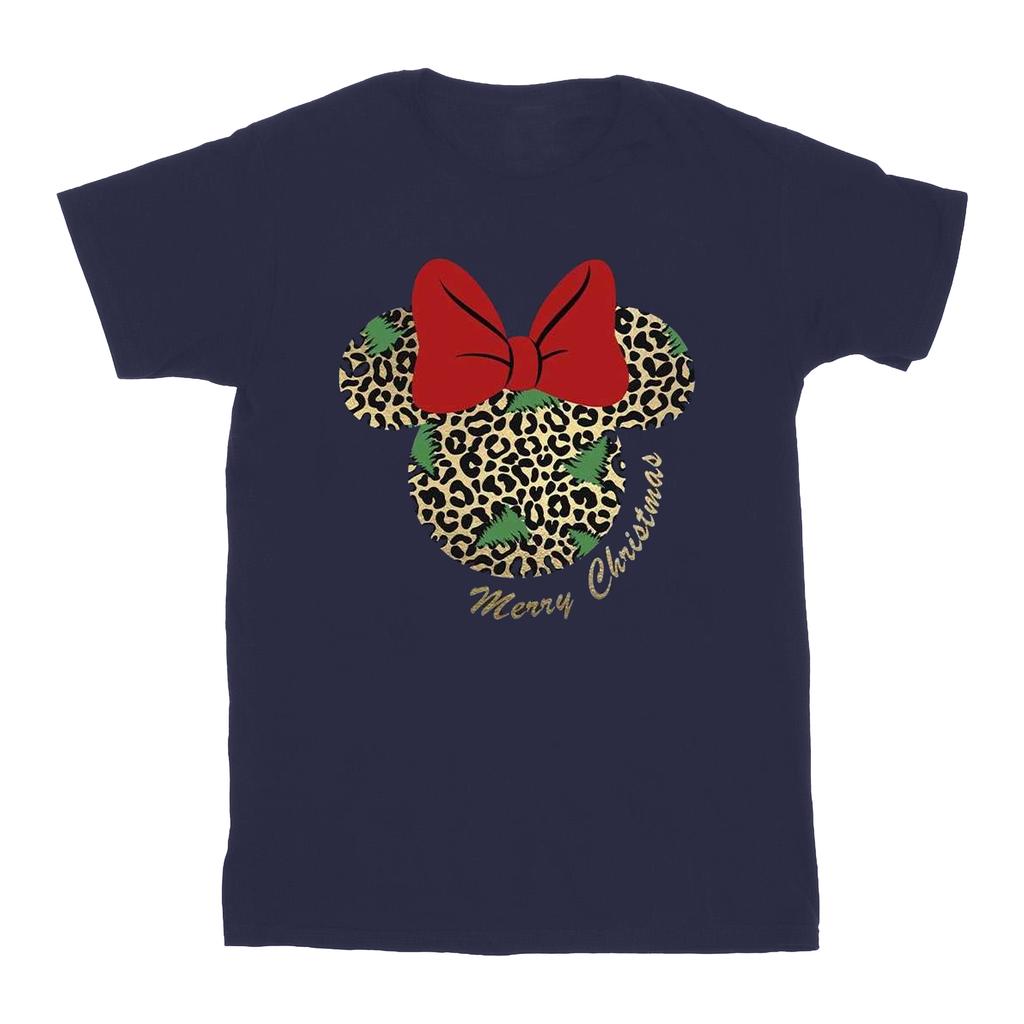 Disney Herren Minnie Maus Leopard Weihnachten T-Shirt