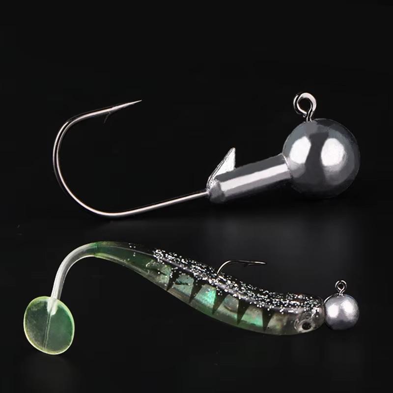 Original Jig Head Hook with T-tail and Curly Tail Soft Micro Lures
