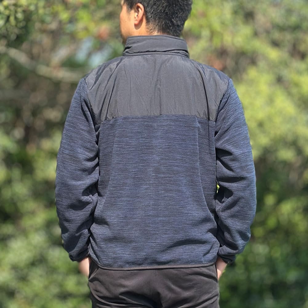 Logo Spark Men's Cationic Fleece Full Zip Jacket, Sizes M, L, and LL (JP, Alphabet, M, Navy)