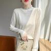 Semi-turtleneck fungus edge lace splicing knitted sweater women's autumn and winter new sweater inner and outer wear bottoming shirt thin