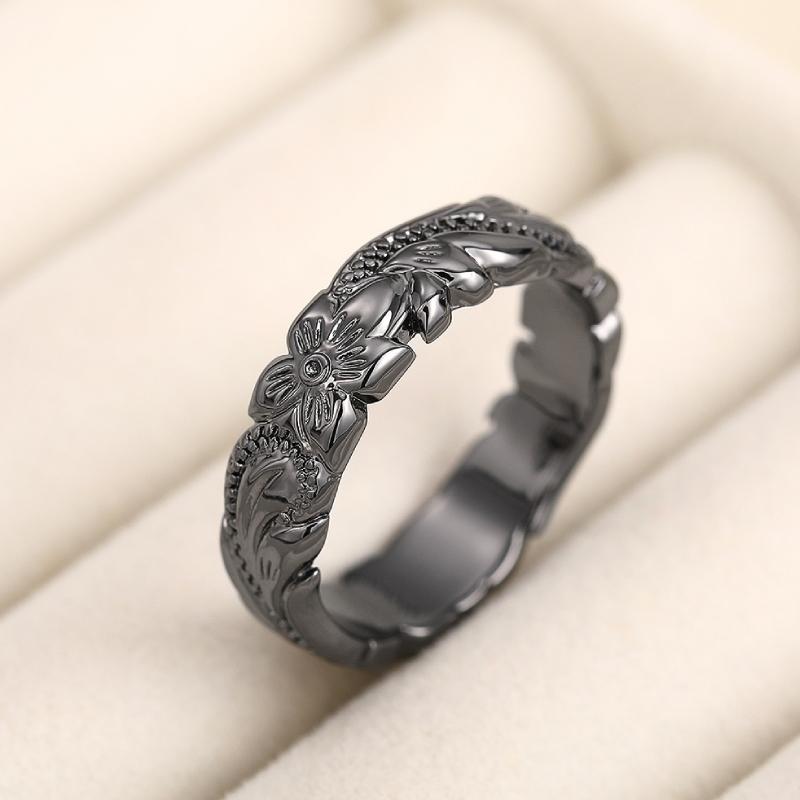 Simple Stylish Carved Flower Design Women Ring Anniversary Gift Graceful Female Finger Ring Fashion Jewelry Hot Sale