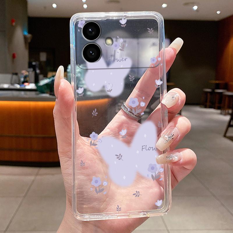 Case For Samsung Galaxy S26 Edge Flower Butterfly Protective Thin Casing Transparent Soft Silicone TPU Phone Cover