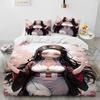 3D Hot Sale Anime Demon Slayer Duvet Cover and Pillowcase Kids' Double Bed Bedding Set Home Bedroom Decor Gift for Boys Girl