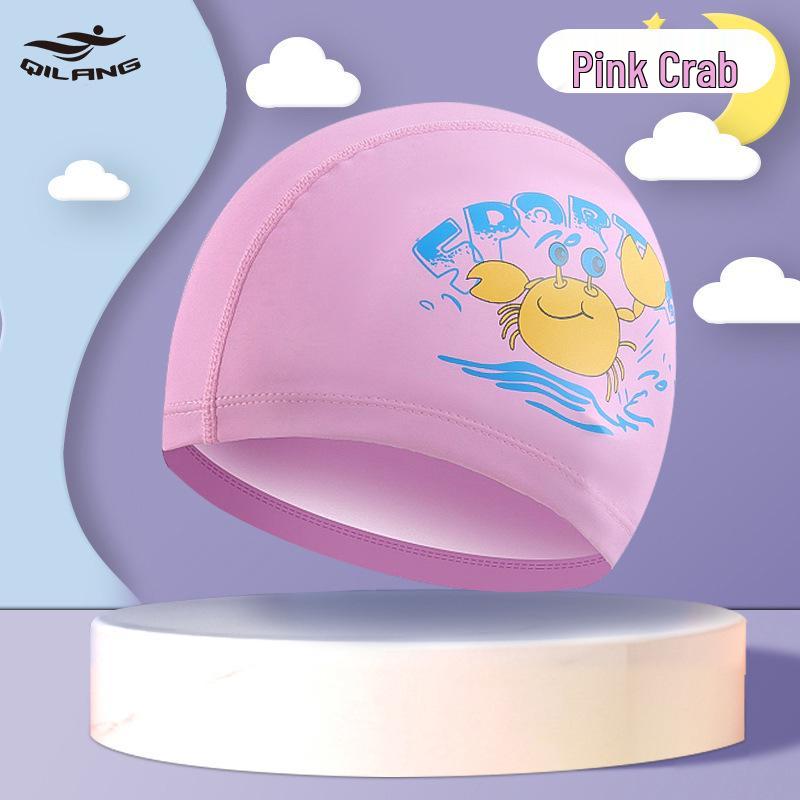 Kids' Cartoon Swim Cap with Waterproof Ear Protection & High Elasticity - Comfortable PU Cap for Boys & Girls, Customizable Logo Available.