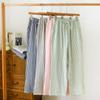 2026 New Spring/Summer Couple Sleeper Pants 100% Cotton Gauze and Women's Pants Simple Checkered Thin Home Pants