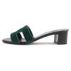 HERMES Mule Oasis H motif velour and leather sandals Velor Women 37.5 232162Z Used