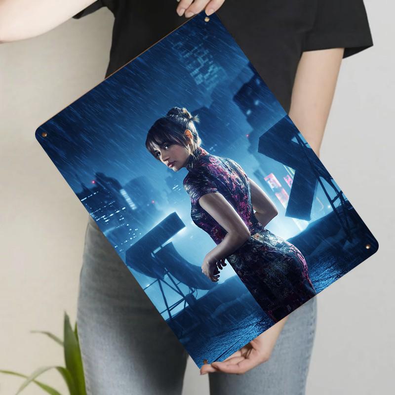 

Custom Chinese Style Qipao Woman in Rainy Urban Night Scene Metal Iron Painting Home Wall Decor Hanging Art 20x30cm（7.8x11.8inch）