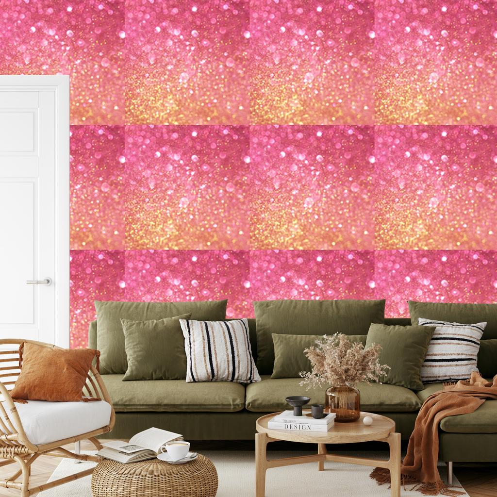 Coral and powder pink glitter wallpaper for living room and bedroom 50x1000