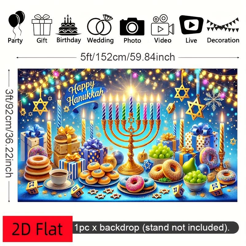 Hanukkah Festival Tapestry, Traditional Menorah And Star Design, Jewish Holiday Wall Art For Party And Home Celebration Decor