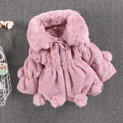 Girls Fall and Winter Solid Color Design Thickened Warm Coat