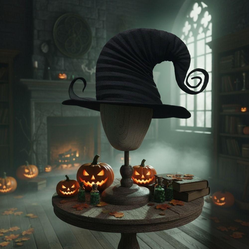 With Rope Pleated Wizard Hat Ruffle Edge Cosplay Party Witch Hat  Cosplay Costume