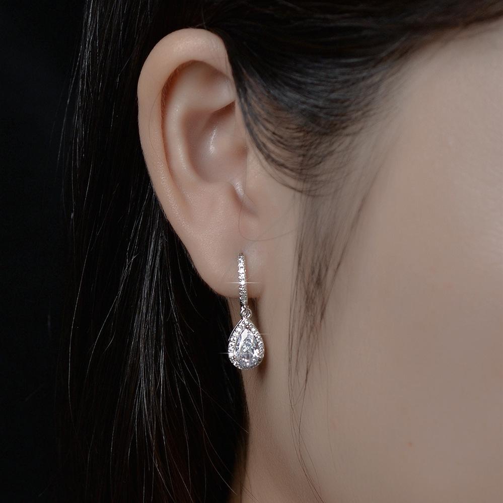 S925 Sterling Silver Moissanite Teardrop Earrings for Women - High Carbon Diamond Fashion