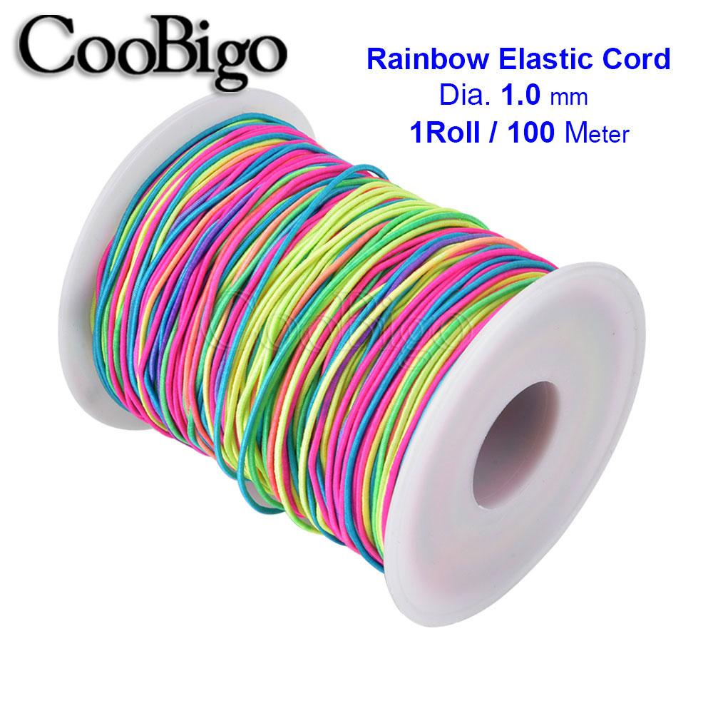 100Meter Rainbow Elastic Rope Round Elastic Band Beading Bracelet String Rubber Cord Clothe Sewing Accessories 1mm 1.2mm 1.5mm