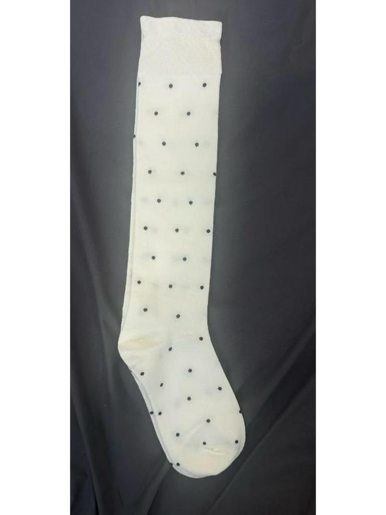 Herbst- & Winter Pünktchen Schlankmachende Wadenstrümpfe, Süßer Miu-Stil, Damen Lange gekämmte Baumwolle Hoher Schaft Gerüschte Socken