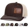 Unisex Bruine Amerikaanse Vlag 457 Leer Label Baseball Net Petten Lente Zomer Buiten Zonnebrand Hoed Verstelbare Casual Trucker Pet