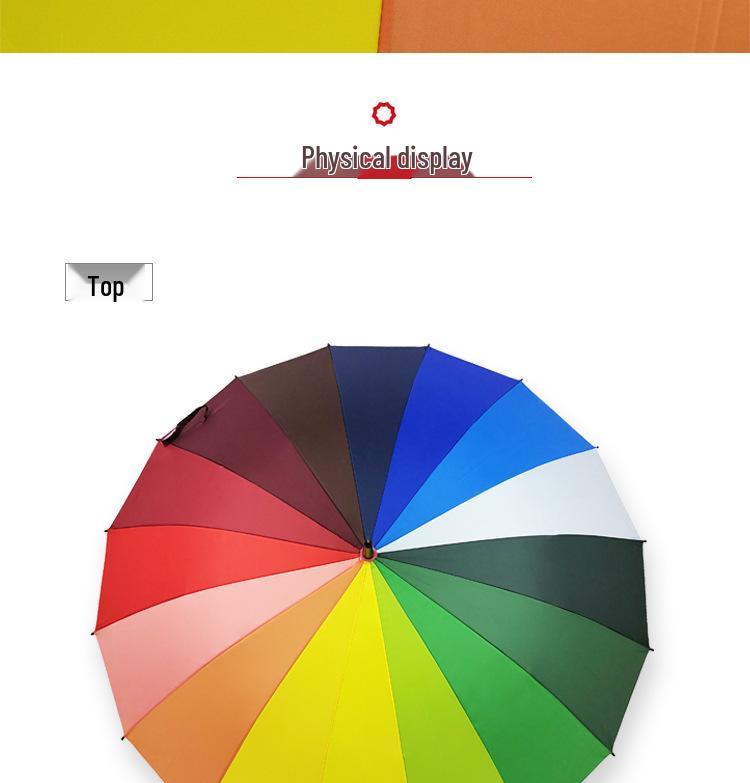 Automatic Windproof Extra-Large 16-Rib Rainbow Umbrella for Sun & Rain with Custom Logo