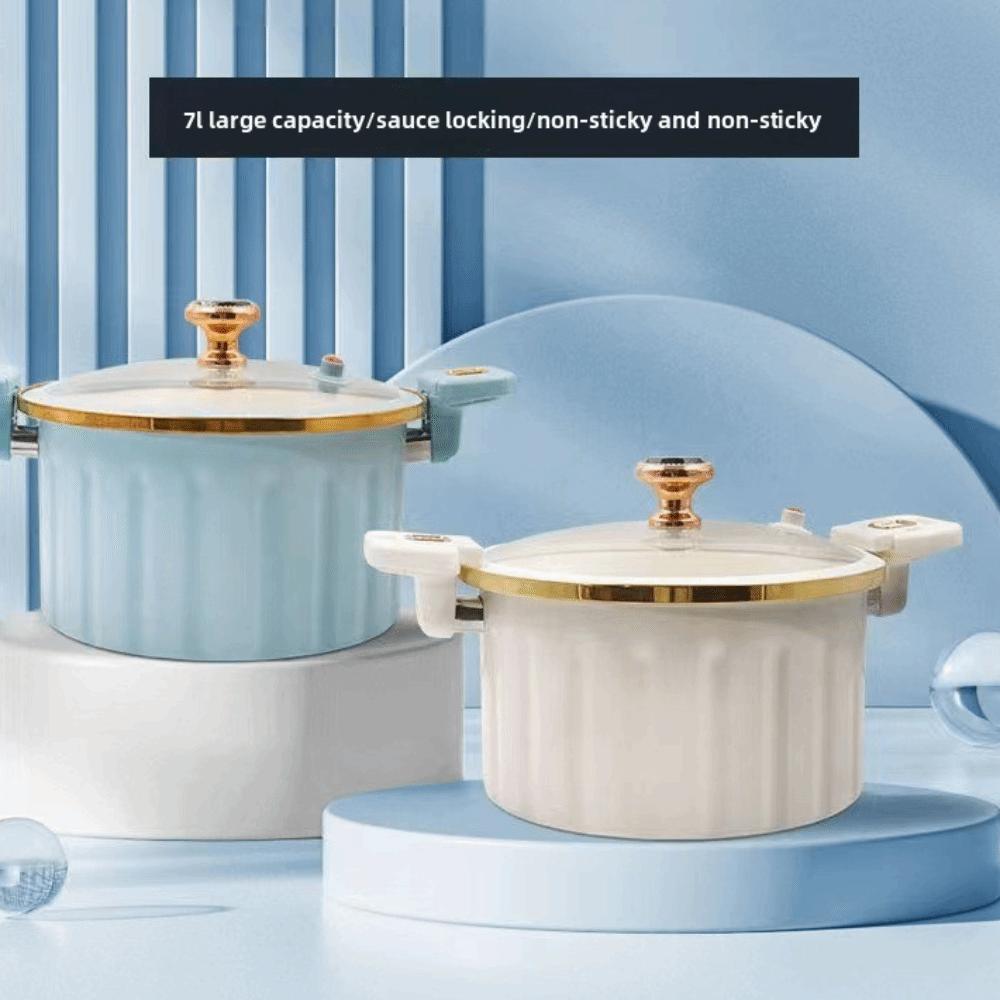 Visible 7L Micro Pressure Cooker 26cm Enamel Stew Soup Pot Non Stick Anti-overflow Pressure Cooking Pot Household