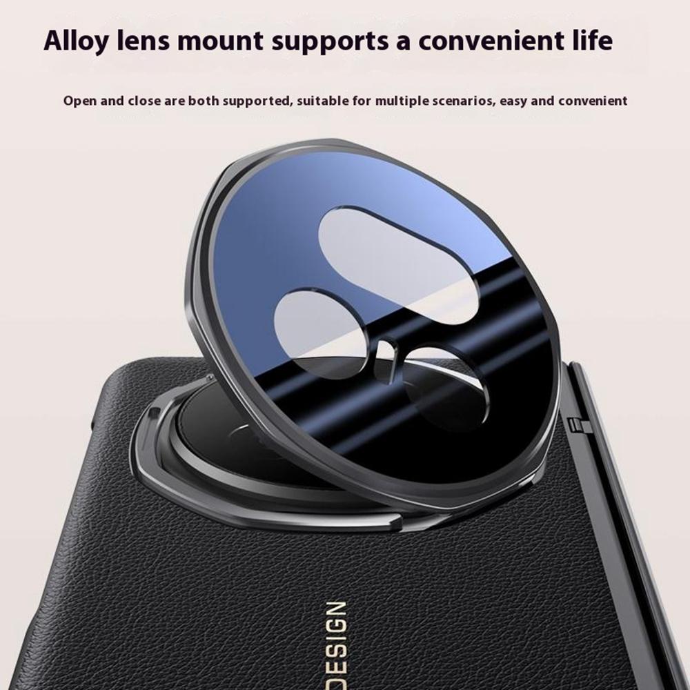 Pouzdro pro Honor Magic V5 5G Kožené+PC Kryt na telefon s HD tvrzeným sklem, Stojánek na objektiv