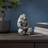 3D Printed Sculpture Tiger Man Figurine, Muscular Figure Ornament, Minimalist Sculptural Home Accent Animal with Details, Zen Posture Desktop