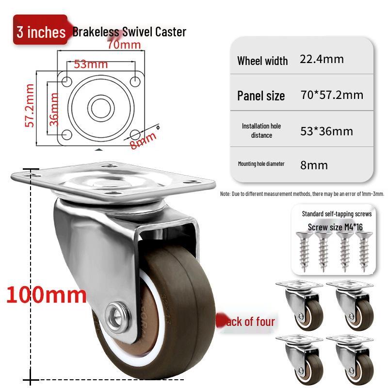 Ultra-Quiet Universal Small Trolley Load-Bearing Swivel Caster for Furniture