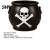Skull Planter Pot Witches Cauldron Planter, Halloween Flower Pot, Gothic Resin Haunted House Prop Black Candy Bowl for Herbs, Indoor, Outdoor