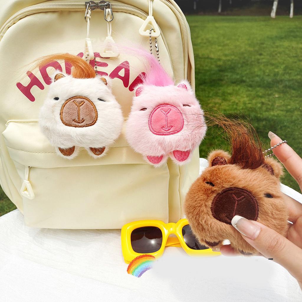 Adorable Capybara Plush Keychain with Squeaky Sound for Bags and Keys Squeaky Animal Keyring Ornament Phone Decoration
