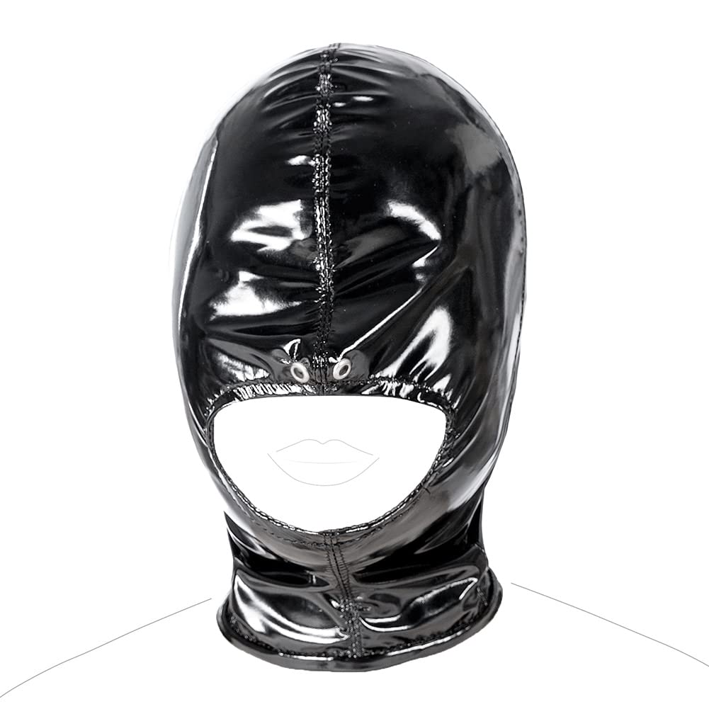 SXOVO Full Head Mask Cosplay Accessories Costume Blindfold Open Mouth Face Mask Men Women Unisex Open Mouth Blindfold Breathable Elastic SM Restraint