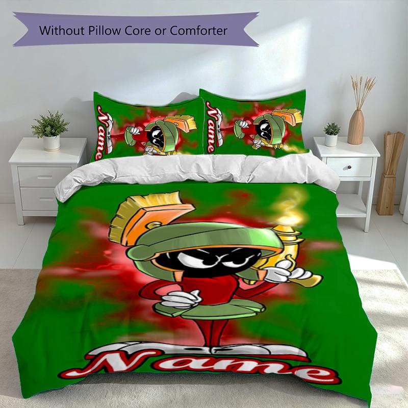 3pcs Custom Name Marvin the Martian Set,Includes 1 Duvet Cover and 2 Pillowcases,All-season Bedroom Decor
