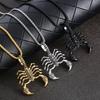 A Scorpion Pendant Necklace, Made of Stainless Steel, a Men's Accessory, Featuring a Modern Hip-hop Style Openwork Design.