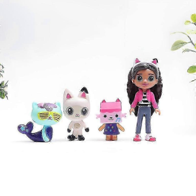 13pcs Gabby Dollhouse Figure Set with Smiling Cat & Mercat, Cartoon Toy Collection for Kids Birthday Gift