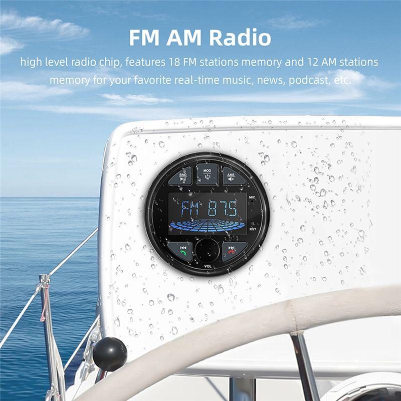 A16P-Waterproof MP3 Media Player For Boat Radio Marine Stereo Bluetooth Audio FM AM Fit For Harvesters ATV UTV SPA RZR