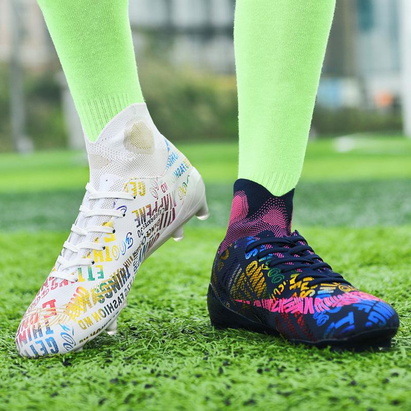English Alphabet Mandarin Duck Football Shoes Men's High-top TF Broken Nails AG Long Nails Youth Children's Grass Competition Training Shoes