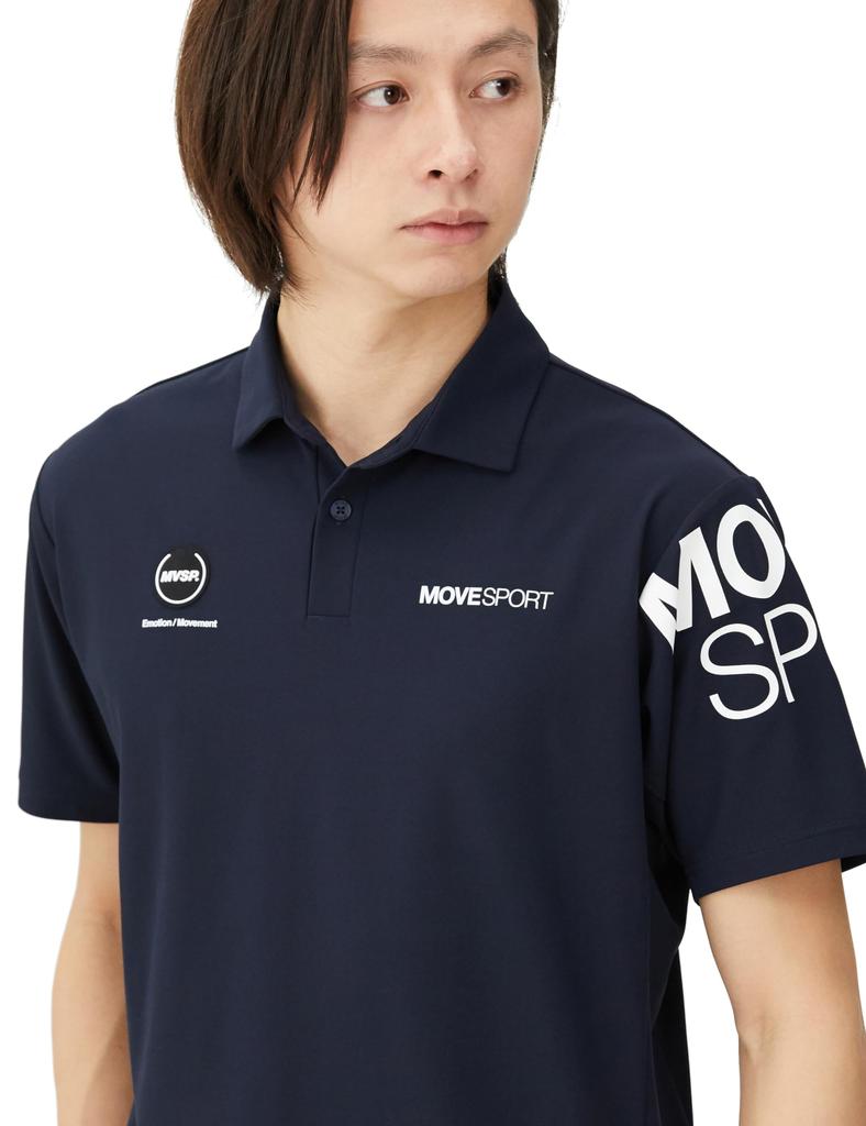 Move Sports Navy Polo Short UV Training Size M Men's DX-C2853AZ Shirt, Sleeve, Protection, Sweat-Wicking, Quick-Drying, Stretch, Sunscreen, Shirt,