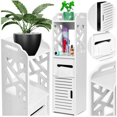 Toilet Paper Shelf, Openwork Column Shelf, White Bathroom Toilet Cabinet