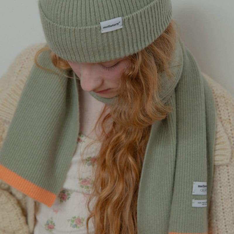 mellotory cashmere 100 lip line muffler (olive)